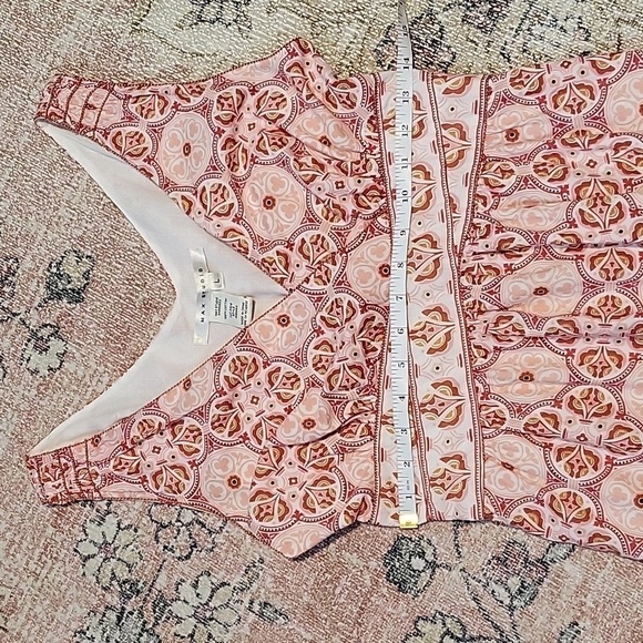 Max Studio V-Neck Side Zip Lined Elastic Waist Print Cotton Dress Size L - Picture 14 of 15